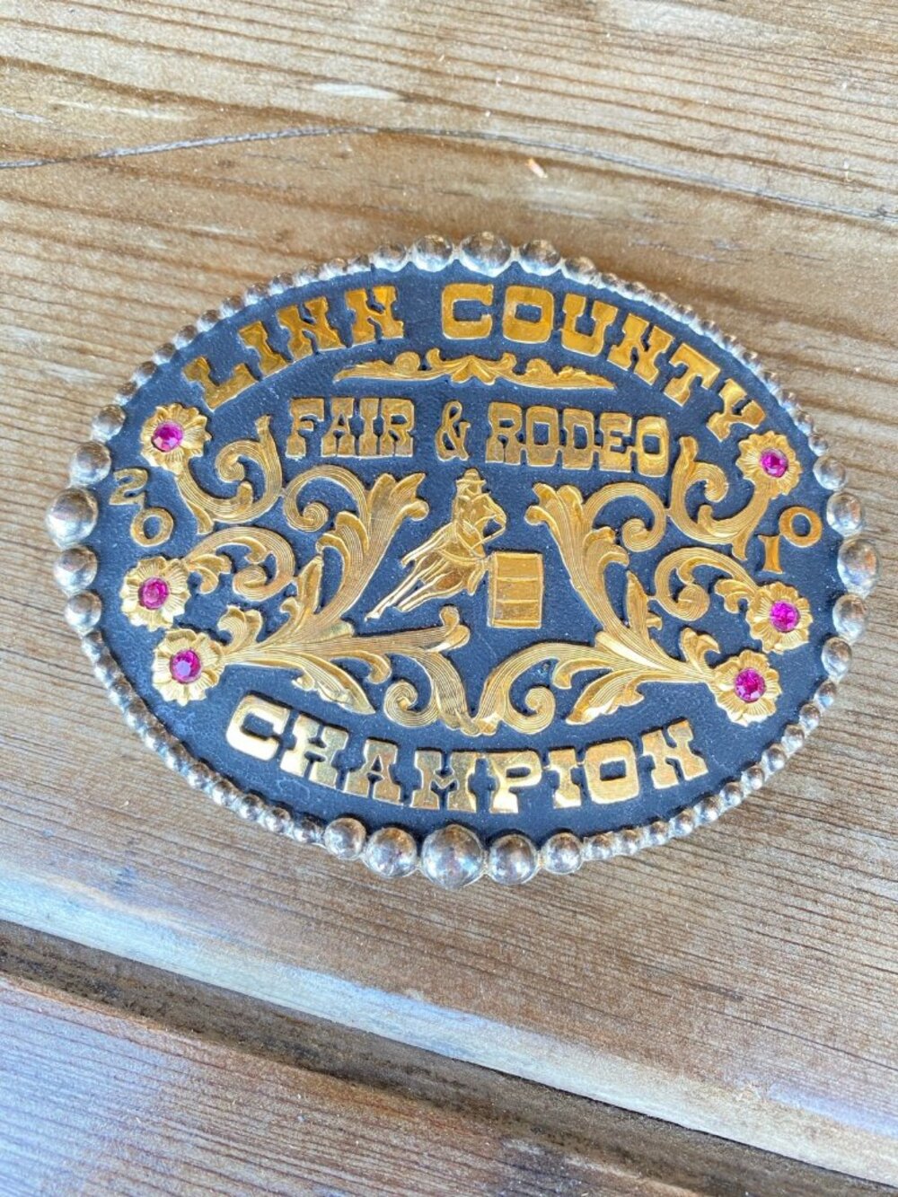 2010 Tres Rios Silver Linn County Fair & Rodeo Barrel Racer Trophy Buckle